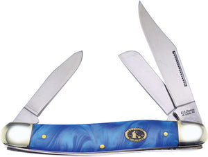 Frost Cutlery Stockman Folding Pocket Knife Blue Resin Stainless 3 Blades 066BBY