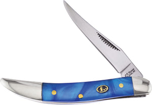 Frost Cutlery Toothpick Blue Swirl Resin Folding Stainless Pocket Knife CS109BBY