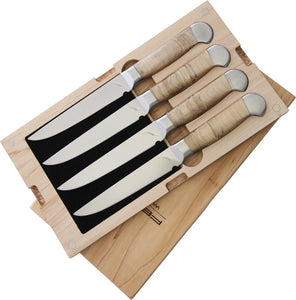 Ferrum Estate 4pc Maple Wood Handle 9" Fixed Steak Knife Kitchen Set E0400