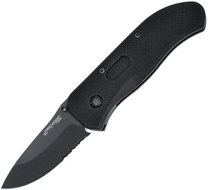 FirstEdge TrackLock G10 Handle Black Drop Point Serrated A/O Folding Knife K1655