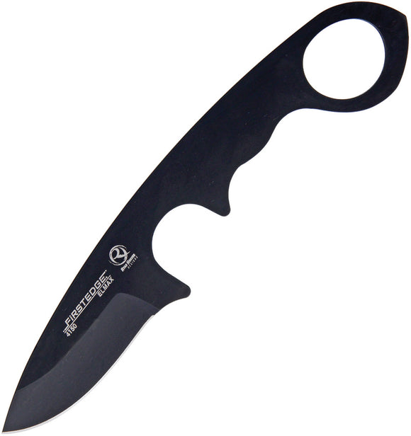 FirstEdge Black Oxide HR-1 Fighter/Backup Finger Ring Fixed Drop Pt Knife K4150