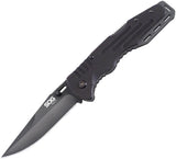 SOG Salute Lockback Black Stainless Steel Folding Blade G10 Handle Knife