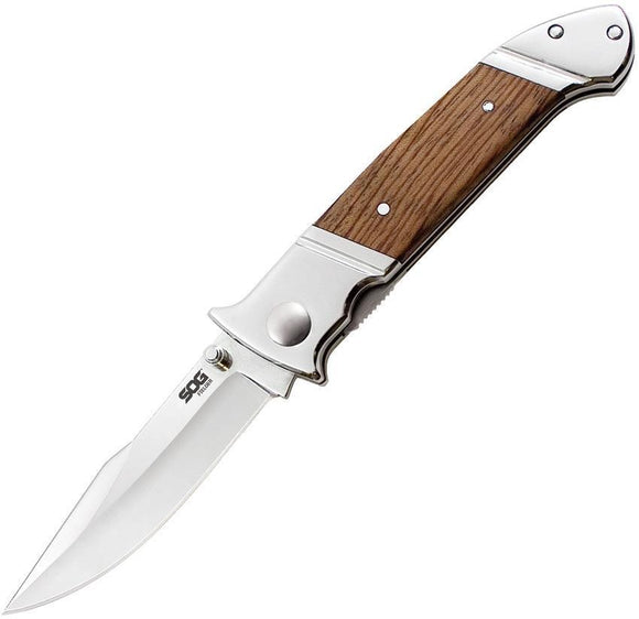 SOG Knives Fielder Wood Handle Stainless Folding Blade & Bolsters Knife