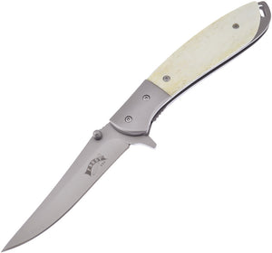 Frost Cutlery Linerlock A/O Stainless Folding White Bone Front Handle Knife FFC200WB
