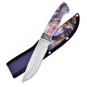 Frost Cutlery Wildlife Hunter Deer ABS Stainless Steel Fixed Blade Knife w/ Nylon Sheath C47D