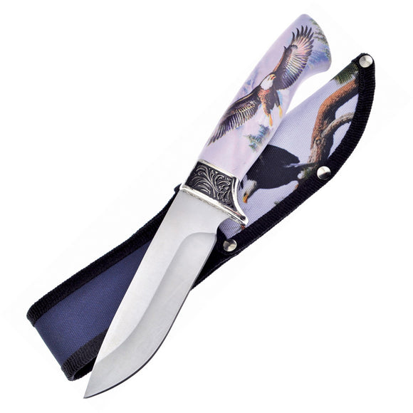 Frost Cutlery Wildlife Hunter Eagle ABS Stainless Steel Fixed Blade Knife w/ Nylon Sheath C47E