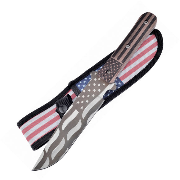 Frost Cutlery American Flag Clip Point Fixed Blade Bowie Knife w/ Sheath C581