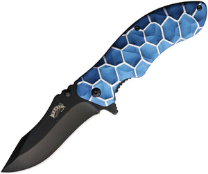 Frost Cutlery Matrix Linerlock A/O Blue/Silver Aluminum Folding Knife C60BL