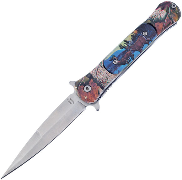 Frost Cutlery Wildlife A/O Deer Aluminum Handle Stainless Pocket Knife 91D