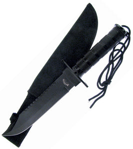 Frost Cutlery Survival Black Aluminum Stainless Steel Fixed Blade Knife w/ Nylon Sheath K6080145B