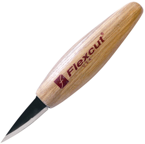 Flexcut Skewed Detail Tan Smooth Wood Carbon Steel Fixed Blade Knife KN34