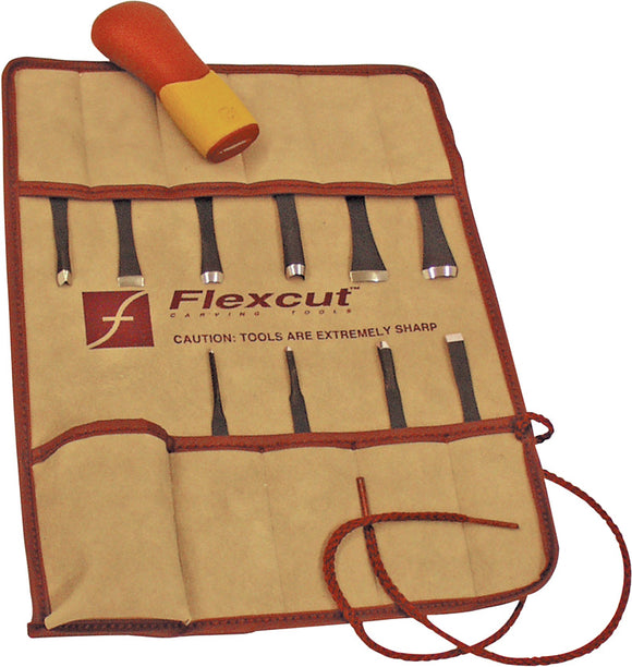 Flexcut 11pc High Carbon Steel Wood Craft Carver & Sharpening Tools Set SK107