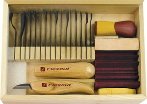 Flexcut 16pc Deluxe Starter Wood Carving Knives & Polishing Tools Set SK108