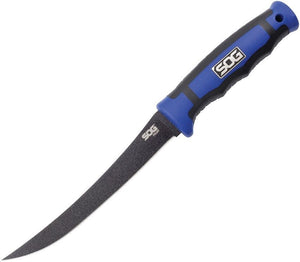 SOG Fillet 6" Fixed Blade Non-Stick Black & Blue Nylon Handle Knife