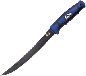 SOG Knives 11.5" Stainless Fixed Fillet Blade Blue & Black Handle Knife