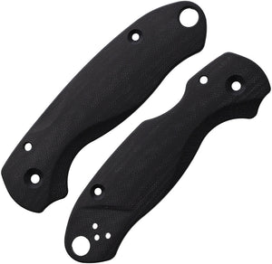 Flytanium Lotus Spyderco Para 3 Black G10 Knife Handle Scales 1023PB