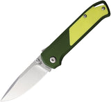 Flytanium Arcade Shark-Lock Green Aluminum & Yellow G10 Folding S35VN Knife 1253