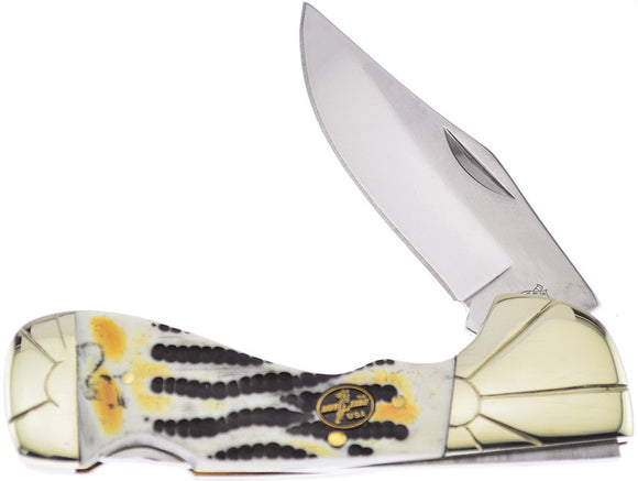 Frost Choctaw Lockback Mojave Bone Handle Stainless Folding Clip Knife MB105MB