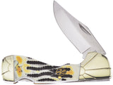 Frost Choctaw Lockback Mojave Bone Handle Stainless Folding Clip Knife MB105MB