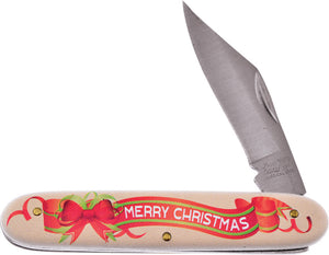 Frost Cutlery Merry Christmas Imitation Ivory Handle Stainless Pocket Knife 225