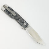 Finch Hatfield Linerlock Silver Sonic Aluminum CF Folding 154CM Knife HT120