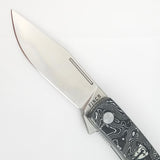 Finch Hatfield Linerlock Silver Sonic Aluminum CF Folding 154CM Knife HT120