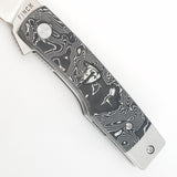 Finch Hatfield Linerlock Silver Sonic Aluminum CF Folding 154CM Knife HT120