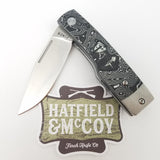 Finch Hatfield Linerlock Silver Sonic Aluminum CF Folding 154CM Knife HT120