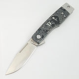 Finch Hatfield Linerlock Silver Sonic Aluminum CF Folding 154CM Knife HT120