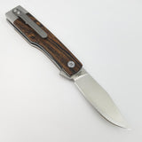 Finch Hatfield Linerlock Brown Bocote Wood Folding 154CM Pocket Knife HT205