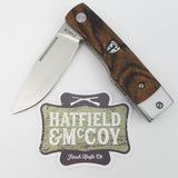 Finch Hatfield Linerlock Brown Bocote Wood Folding 154CM Pocket Knife HT205