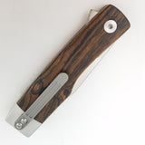 Finch Hatfield Linerlock Brown Bocote Wood Folding 154CM Pocket Knife HT205