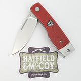 Finch Hatfield Linerlock Canyon Red Micarta Folding 154CM Pocket Knife HT404