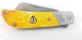 Finch Knife Co Yellow Sunkist Harvester Folding 154cm Pocket Knife hv354
