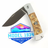 Finch Model 1934 Burlwood Handle Folding Flipper Knife 204