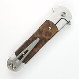 Finch Roadrunner Pocket Knife Framelock Burlwood Folding 154CM Blade RR204