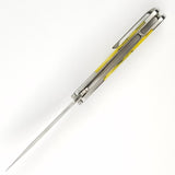 Finch Roadrunner Pocket Knife Framelock Hornet Yellow Resin Folding 154CM RR502