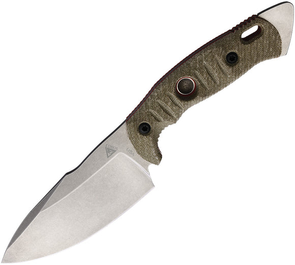 Fobos Knives Alaris Grn/Red Micarta Carbon Steel Fixed Blade Knife w/Sheath 038