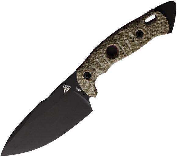 Fobos Knives Alaris Grn/Red Micarta Carbon Steel Fixed Blade Knife w/Sheath 039