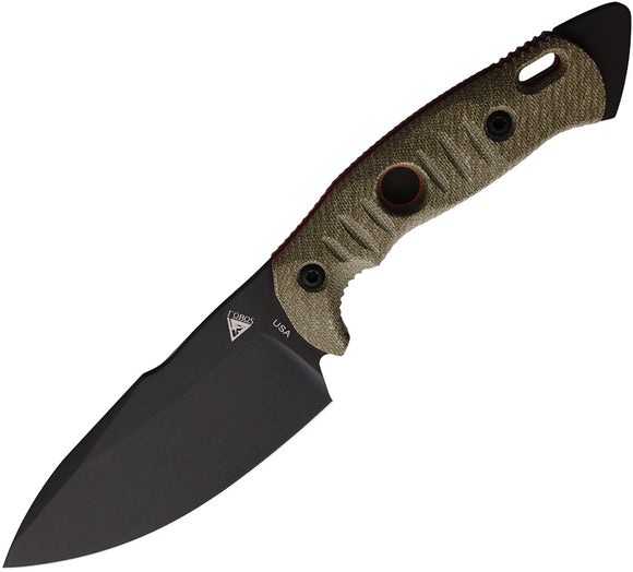 Fobos Knives Alaris Grn/Org Micarta Carbon Steel Fixed Blade Knife w/Sheath 041