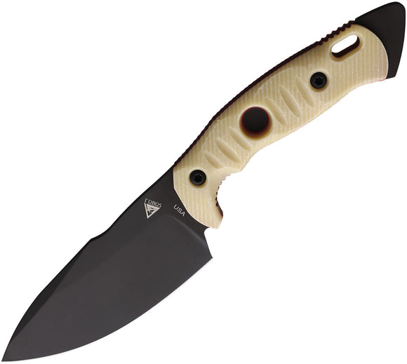 Fobos Knives Alaris Ivr/Red Micarta Carbon Steel Fixed Blade Knife w/Sheath 043