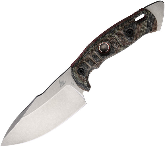 Fobos Knives Alaris Camo Micarta Carbon Steel Fixed Blade Knife w/Sheath 046
