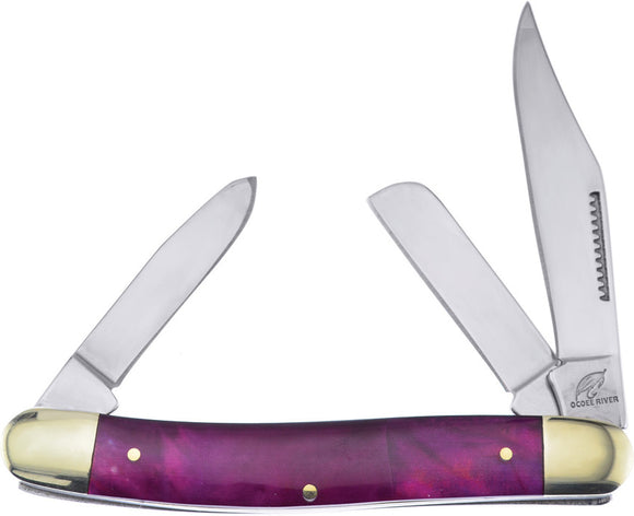 Frost Cutlery Stockman Purple MOP Handle Stainless 3 Blade Pocket Knife 066PMOP