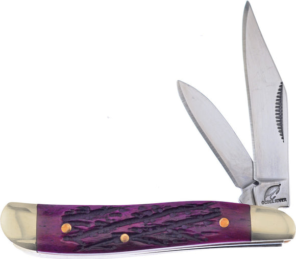 Frost Cutlery Peanut Purple Bone Handle Stainless 2 Blade Pocket Knife 107PJB