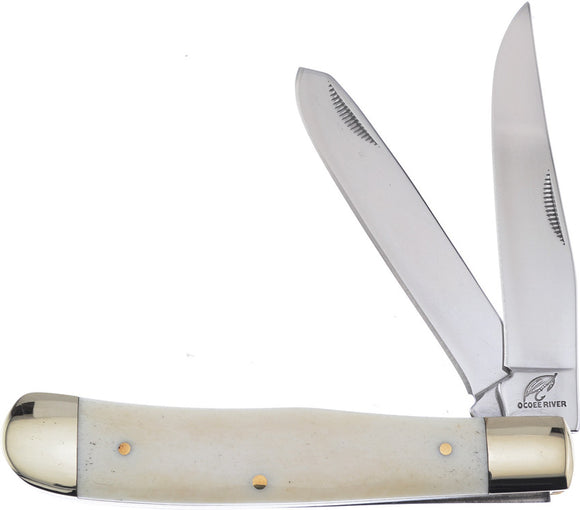 Frost Cutlery Trapper White Smooth Bone Handle Stainless 2 Blade Knife 108WSBNS