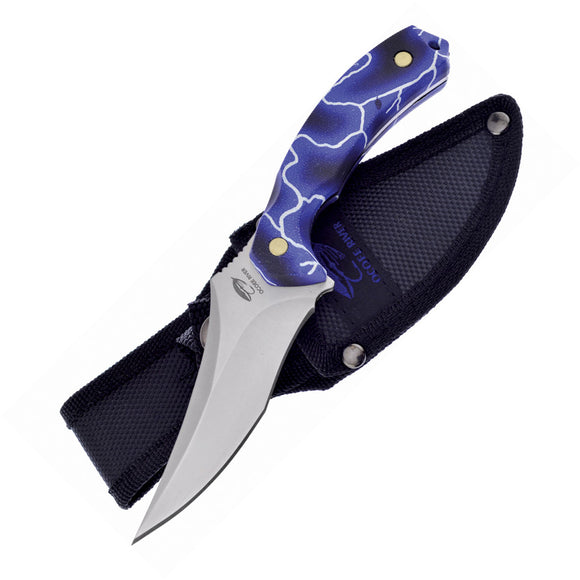 Frost Cutlery Fixed Blade Lightning Blue Handle Stainless Skinner Knife 125BBL