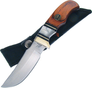 Frost Cutlery Hunter Brown Pakkawood Stainless Fixed Blade Knife w/ Sheath C157