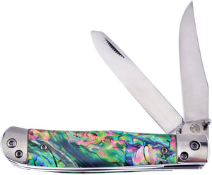 Frost Cutlery Trapper Salt Water Abalone Folding Stainless Pocket Knife OC173SAB