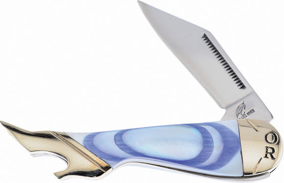 Frost Cutlery Leg Blue Swirl Pearl Folding Stainless Steel Pocket Knife C183BW