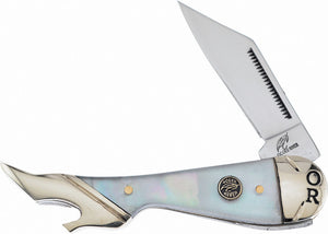 Frost Cutlery Leg Salt Water Mother of Pearl Folding Stainless Knife C183SMOP